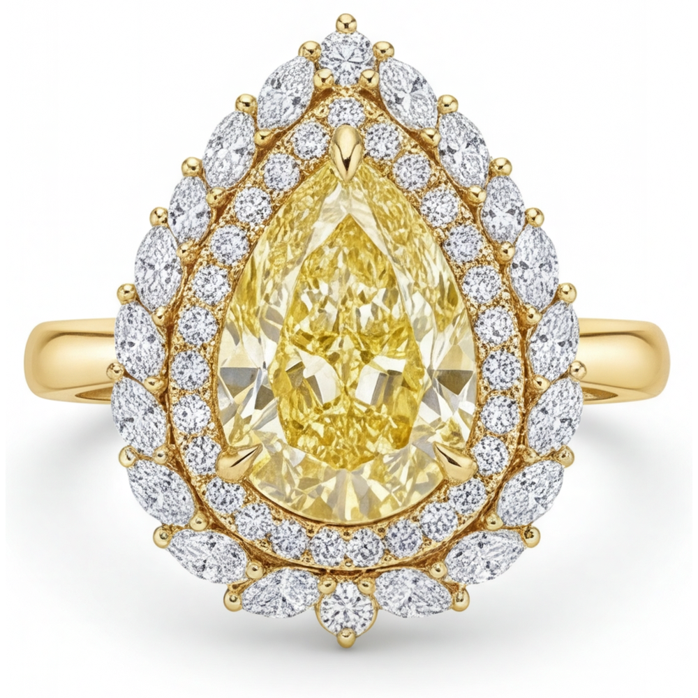 Halo Ring 14K Yellow Gold with Canary Yellow Diamond – main view