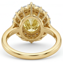 Real Canary Yellow Diamond Halo Ring 4 ct 14K Yellow Gold – side view