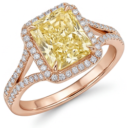 Premium VVS Canary Yellow Diamond Halo Setting Ring – 2 ct 14K
