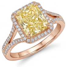 Premium Canary Yellow Diamond Halo Setting Ring 2 ct – main view