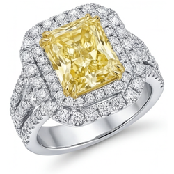 Canary Yellow Diamond Radiant Cut Halo Setting Ring 5.50 ct – 14