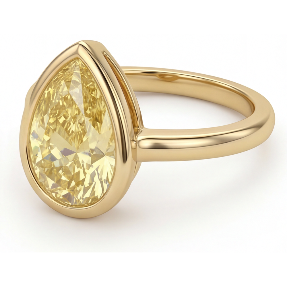 Genuine Canary Yellow Diamond Proposal Ring – front view