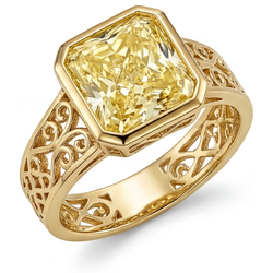 Filigree Canary Yellow Diamond Ring 2.5 ct – 14K Yellow Gold