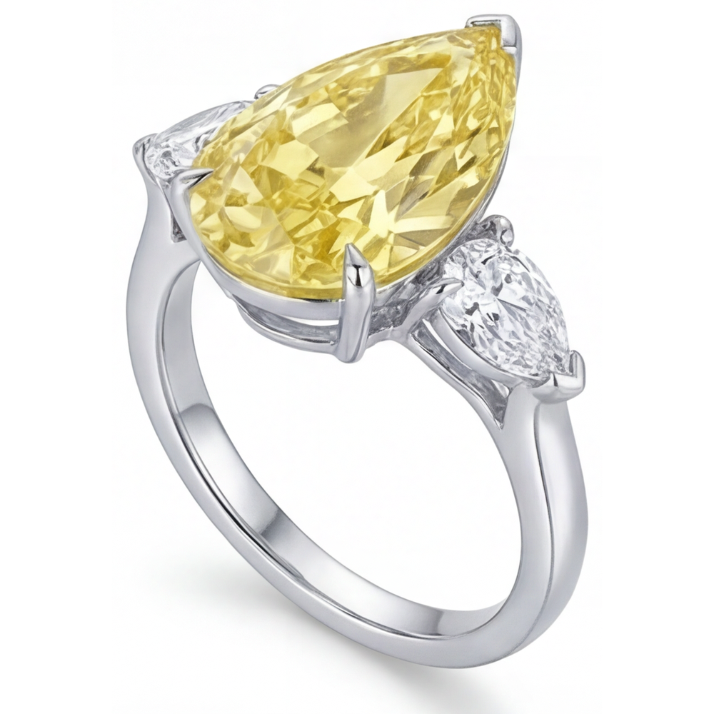 Artisan Canary Yellow Diamond Ring 3.25 ct – top view