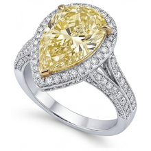 Ring 14K Two Tone Gold with Canary Yellow Diamond – front view