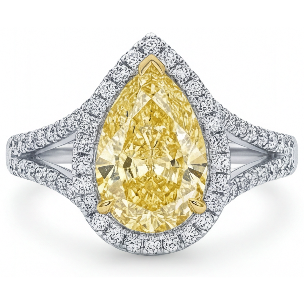 Statement Ring Two-Tone 14K Gold with Canary Yellow Diamond – main view
