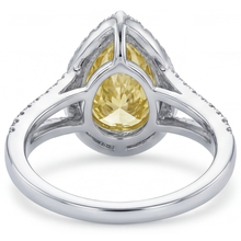 Canary Yellow Diamond Pear Cut Statement Ring in Two-Tone 14K Gold – detail view