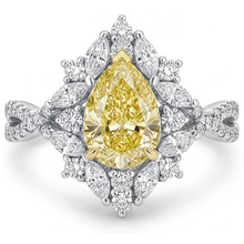 Canary Yellow Diamond Statement Ring 1.75-ct 14 Karat Two Tone Gold – front view