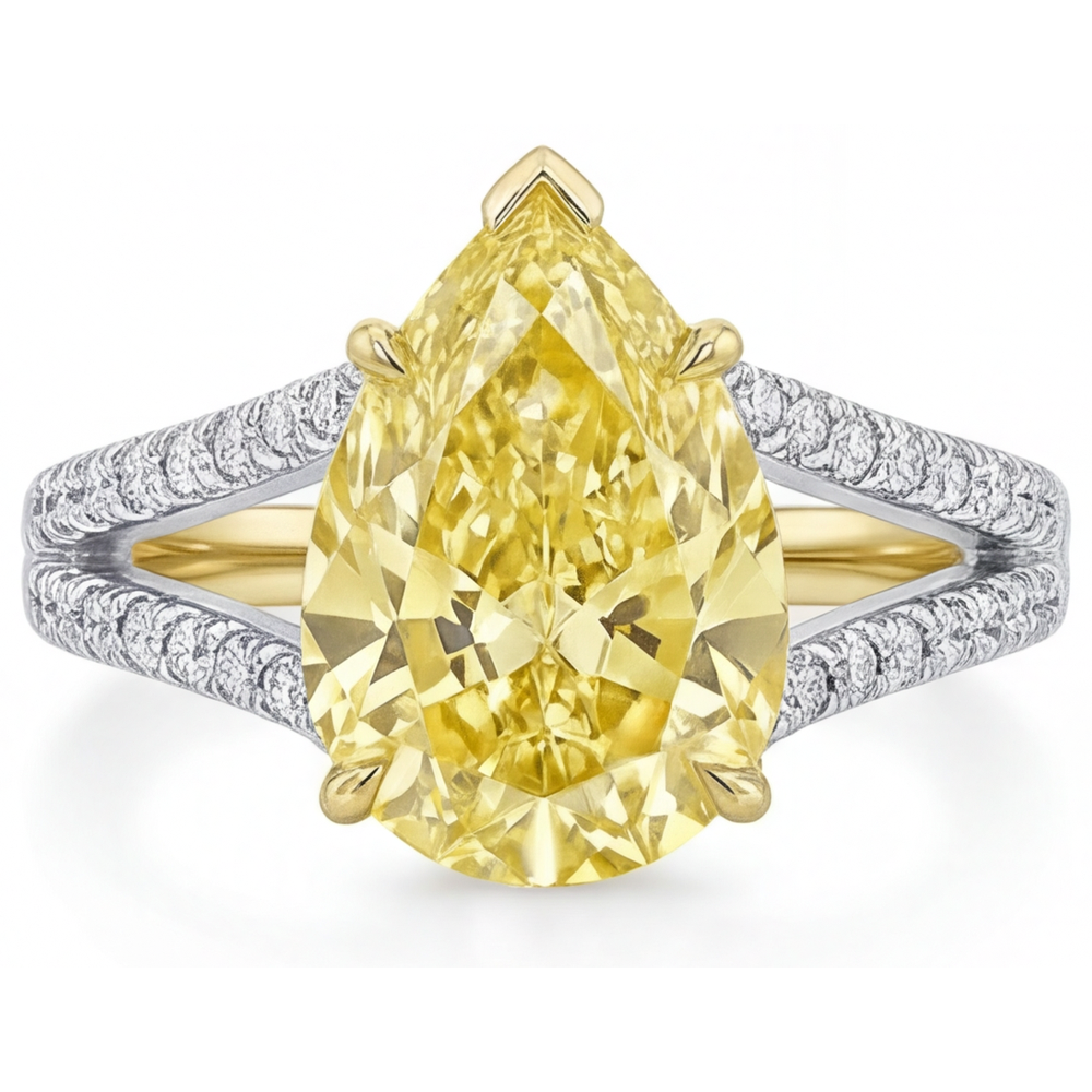 Canary Yellow Diamond Statement Ring 1.75-ct Two-Tone 14K Gold – main view