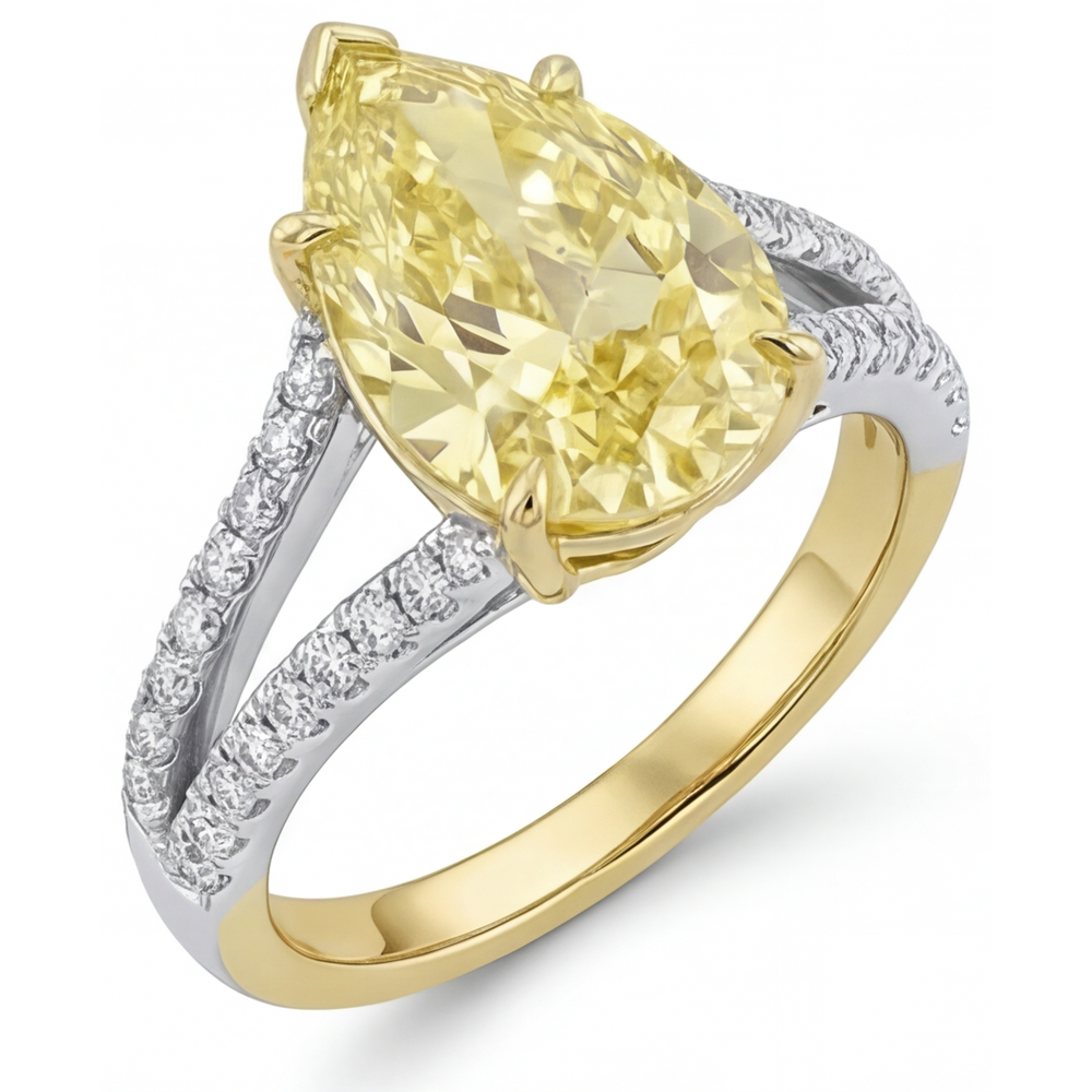 Canary Yellow Diamond Statement Ring 1.75-ct Two-Tone 14K Gold – side view