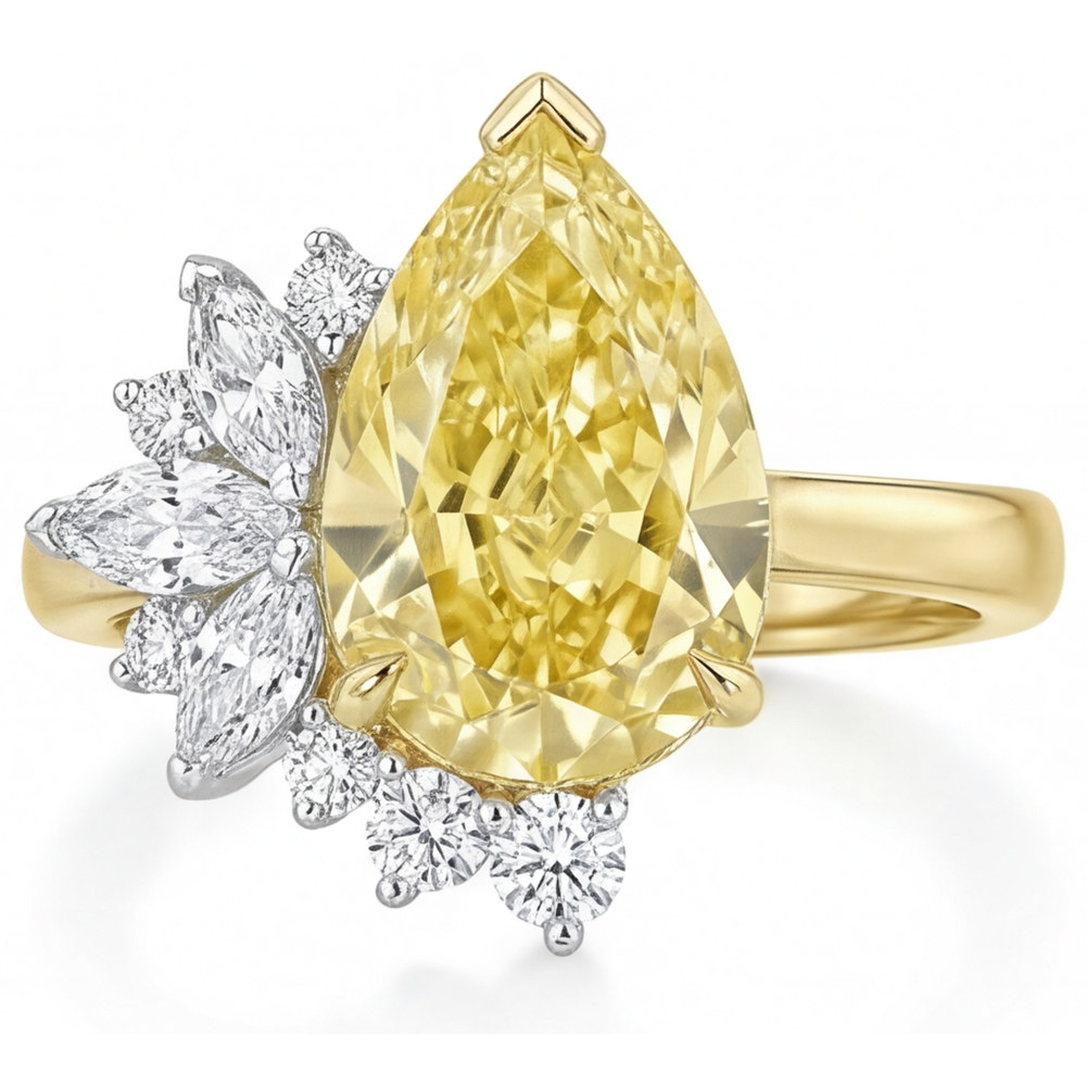 Statement Ring 14 Karat Two Tone Gold with Canary Yellow Diamond – main view