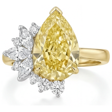 Canary Yellow Diamond Statement Ring 3.5-ct 14 Karat Two Tone Gold – front view
