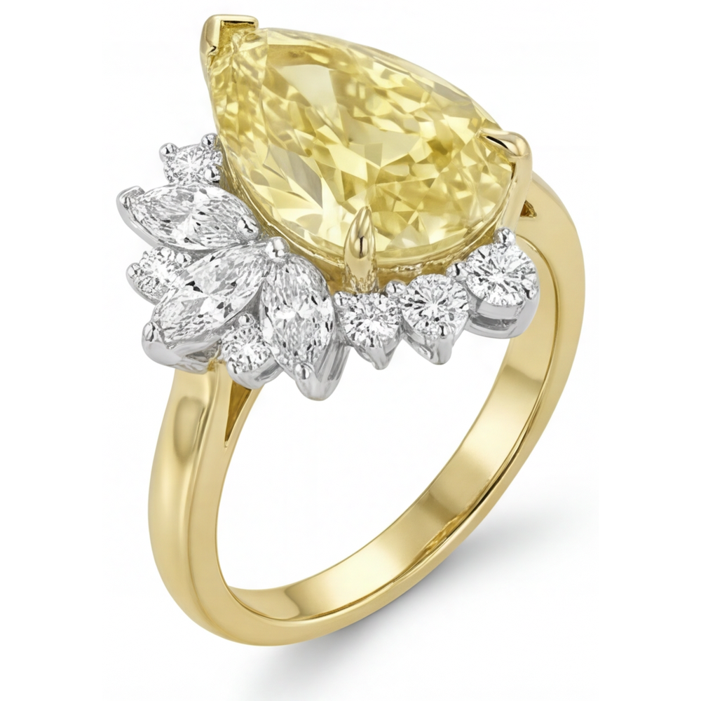 Shimmering Canary Yellow Diamond Statement Ring 3.5 ct – profile view