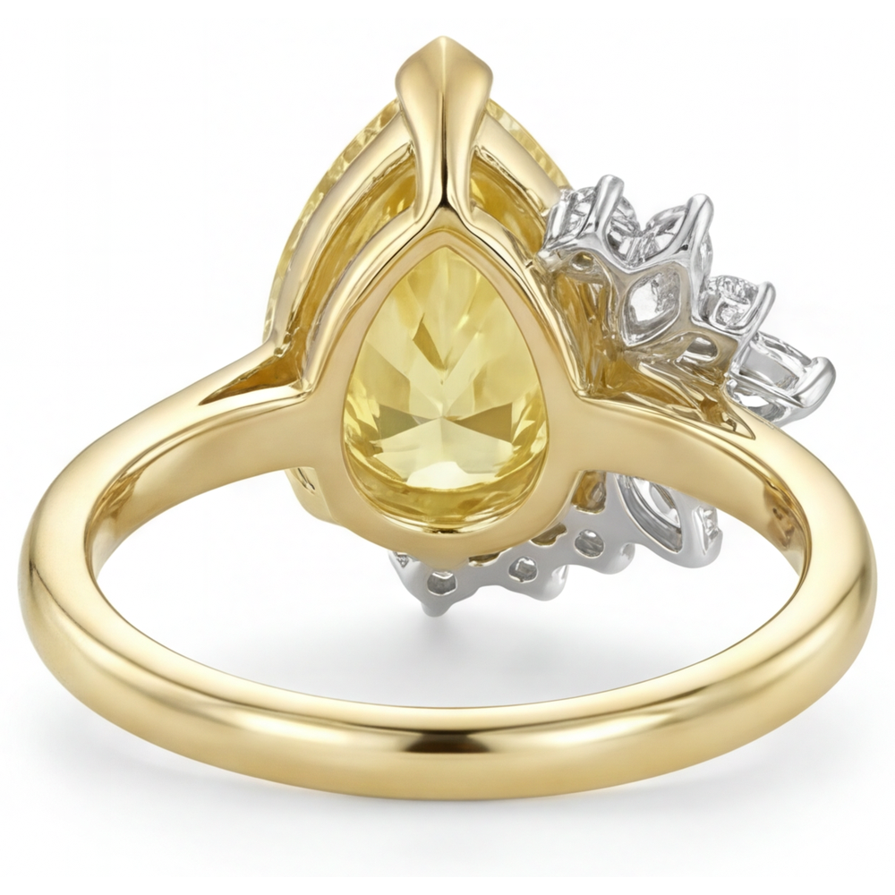 Statement Ring 14 Karat Two Tone Gold with Canary Yellow Diamond – top view