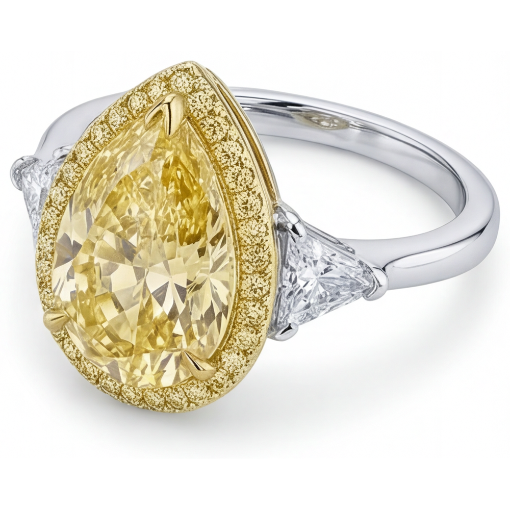 Statement Ring Two-Tone 14K Gold with Canary Yellow Diamond – angle view