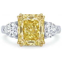 14K Two Tone Gold VVS Canary Yellow Diamond Trilogy Ring 2 ct