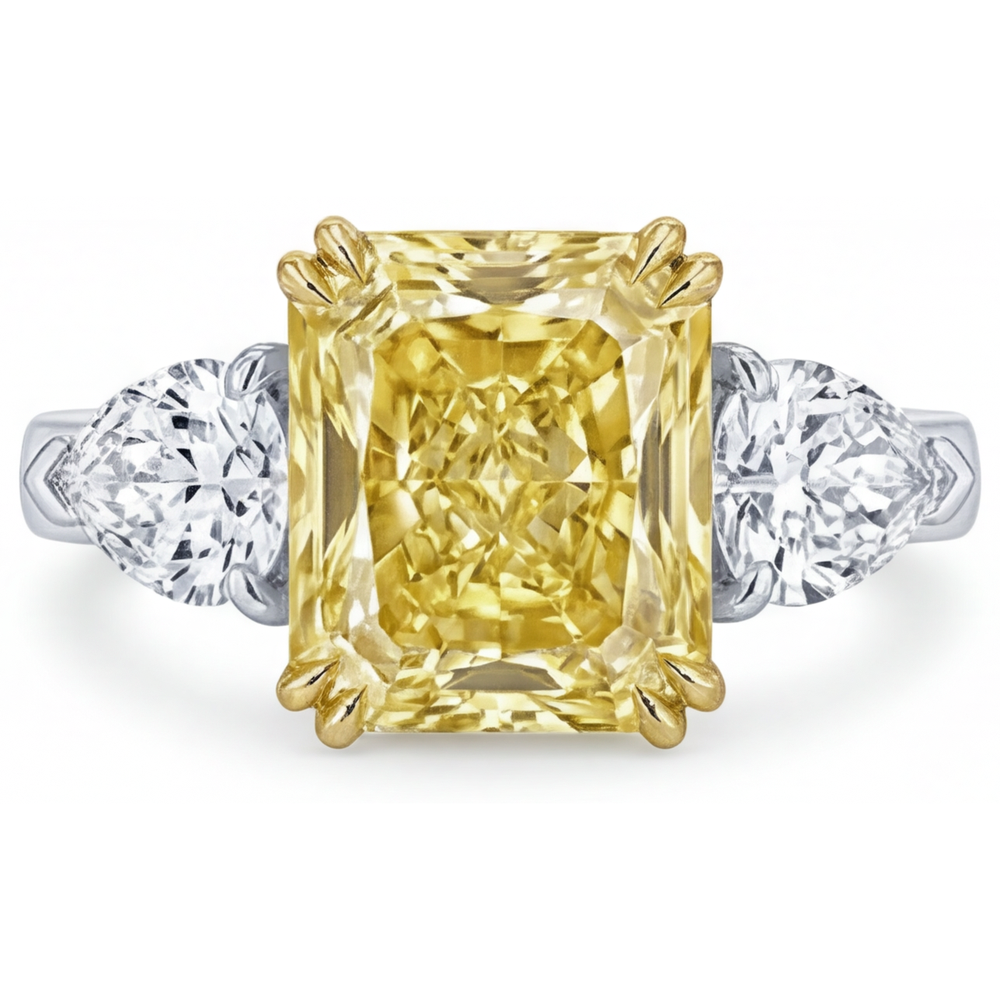 Canary Yellow Diamond Trilogy Ring 2-ct 14K Two Tone Gold – main view