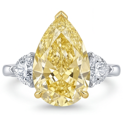 Canary Yellow Diamond VVS Trilogy Ring 5 ct in 14K Two Tone Gold