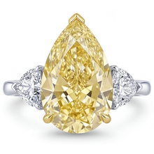 Trilogy Ring 14K Two Tone Gold with Canary Yellow Diamond – front view