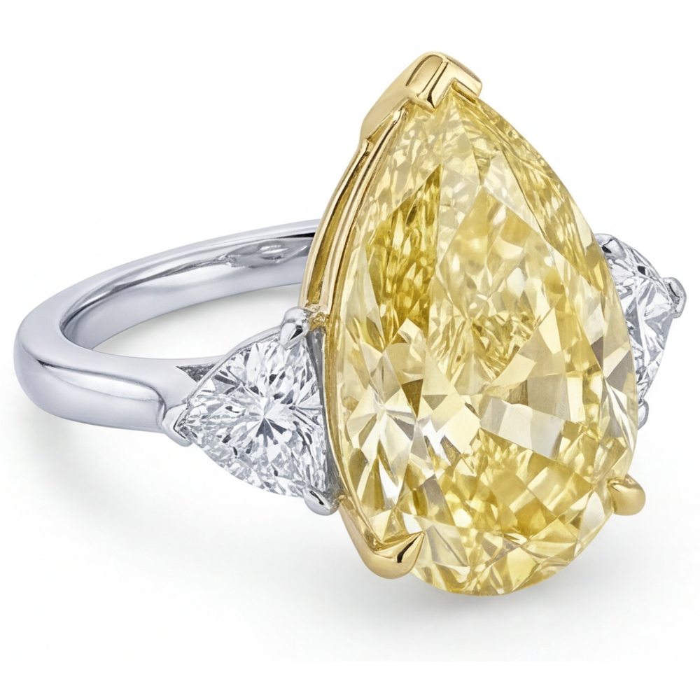 Trilogy Ring 14K Two Tone Gold with Canary Yellow Diamond – side view