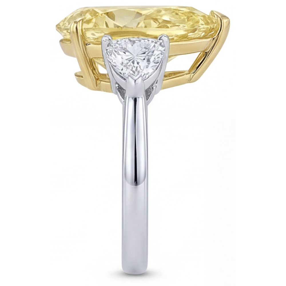 Canary Yellow Diamond Trilogy Ring 5-ct 14K Two Tone Gold – top view
