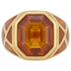 Men's Fine Citrine Colored Stone Ring 10 ct – 14 Karat Yellow