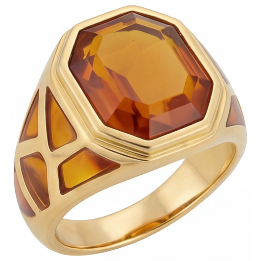 Citrine Colored Stone Ring 10-ct 14 Karat Yellow Gold – front view
