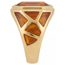 Earth-Mined Citrine Colored Stone Ring 10 ct 14 Karat Yellow Gold – angle view