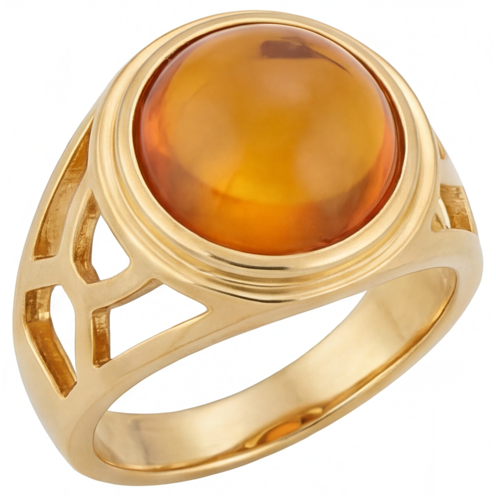 Round Cut Citrine ring in 14K Yellow Gold – front view