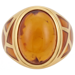 Men's Real Cabochon Citrine Gemstone Ring 10 ct