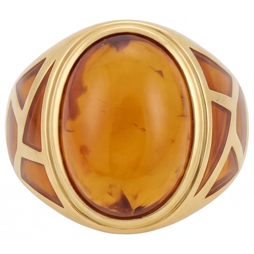 Real Citrine Gemstone Ring 10 ct 14K Yellow Gold – main view