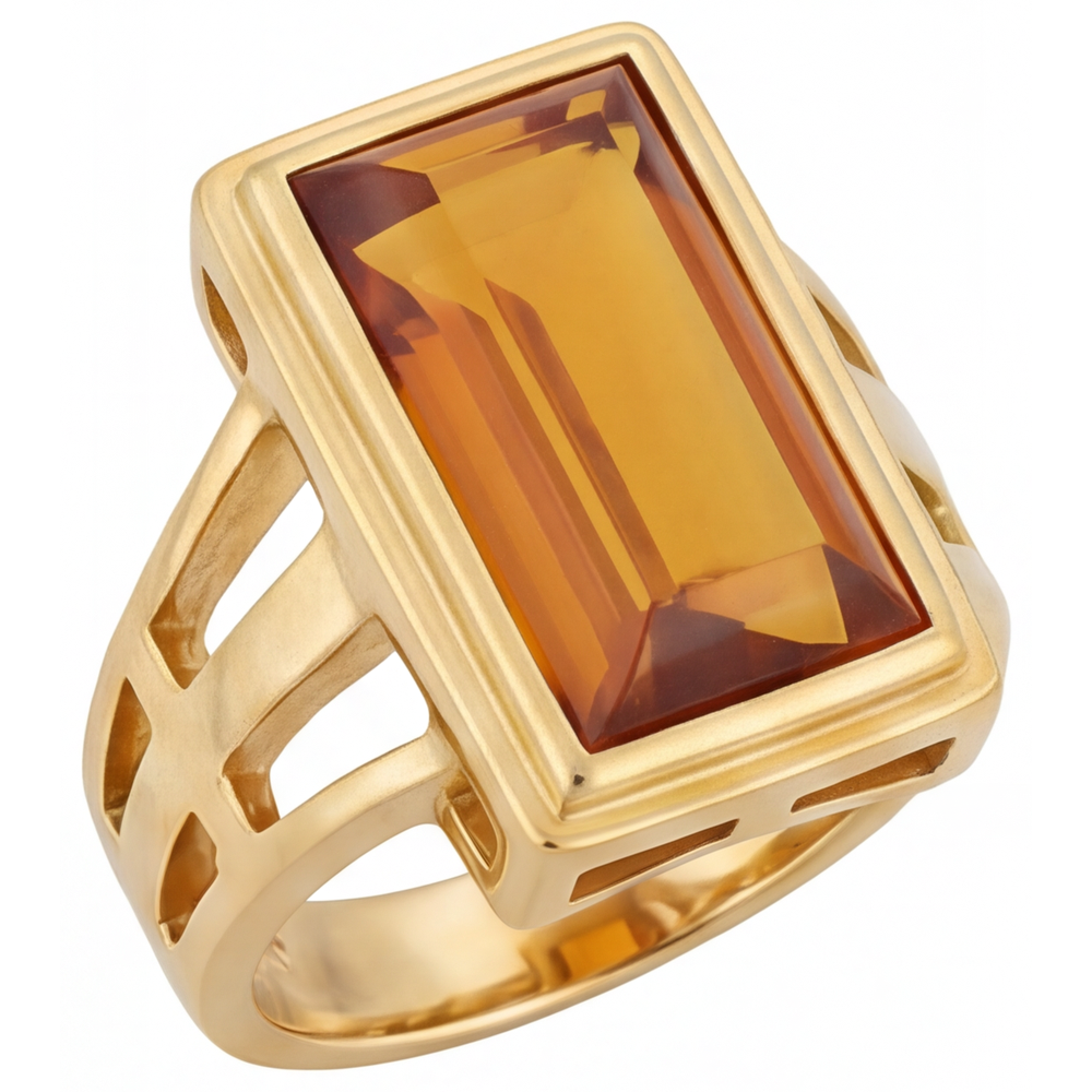 Luxurious Citrine Gemstone Ring 7 ct – front view