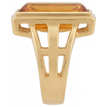 Citrine Emerald Cut Gemstone Ring in 14K Yellow Gold – angle view