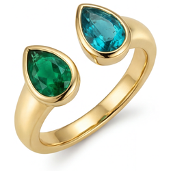 Genuine Colombian Emerald 3-Stone Ring 2 ct – 14 Karat Yellow