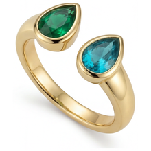 Genuine Colombian Emerald 3-Stone Ring 2 ct 14 Karat Yellow Gold – side view
