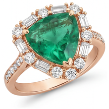 Earth-Mined Colombian Emerald Halo Engagement Ring – front view