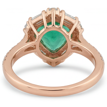 Halo Engagement Ring 14K Rose Gold with Colombian Emerald – top view