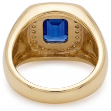 Cornflower Blue Sapphire Precious Stone Ring 3.50-ct 14K Yellow Gold – top view