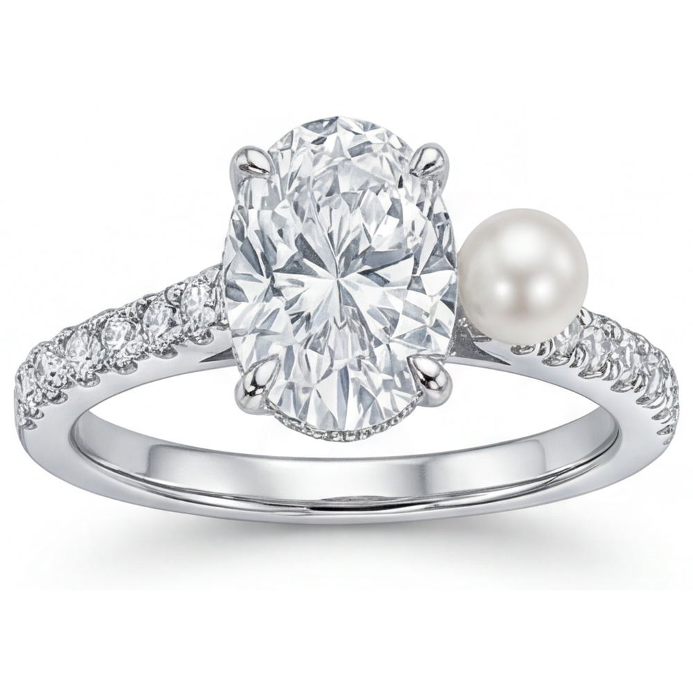 Exquisite Solitaire Ring with Accents 3 ct – main view