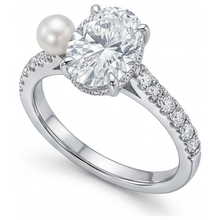 Solitaire Ring with Accents 14K White Gold with Cultured Pearl – side view