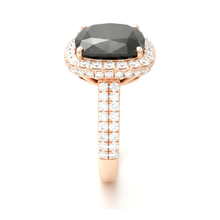 Black Diamond Engagement Ring 7.2 Carat Real Cushion Halo 14K Rose Gold