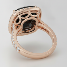 Black Diamond Engagement Ring 7.2 Carat Real Cushion Halo 14K Rose Gold