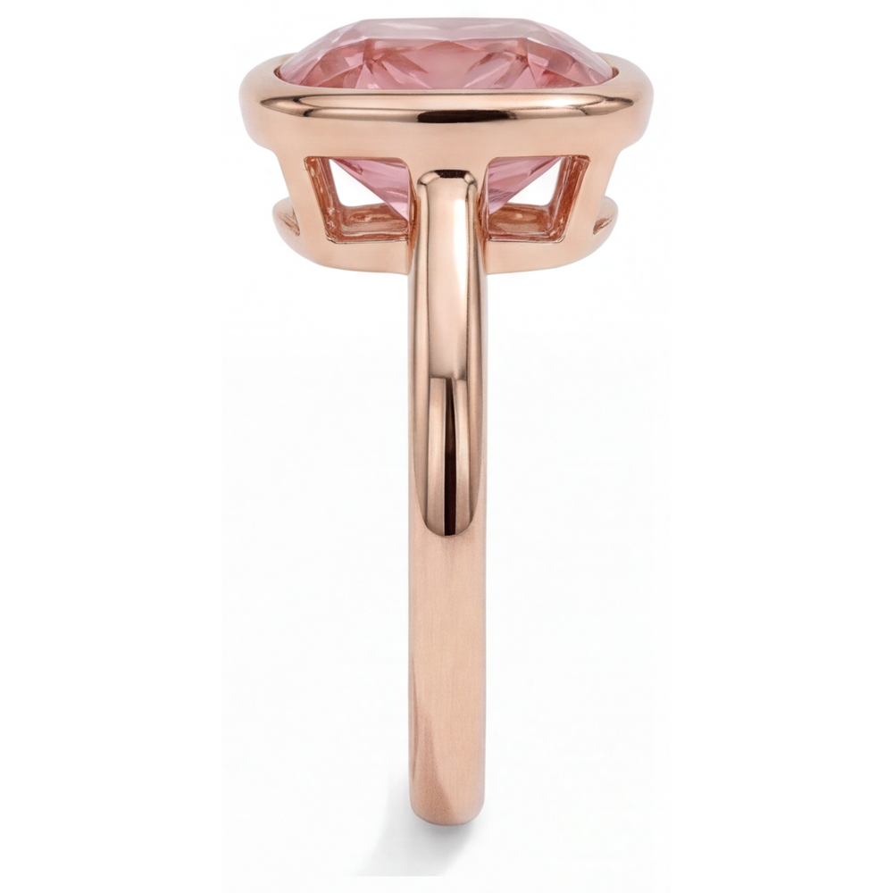 Padparadscha Sapphire Engagement Ring 2.5 Carat Real Cushion Bezel Solitaire 14K Rose Gold