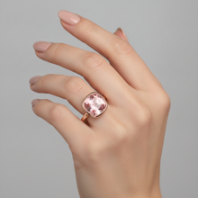 Padparadscha Sapphire Engagement Ring 2.5 Carat Real Cushion Bezel Solitaire 14K Rose Gold