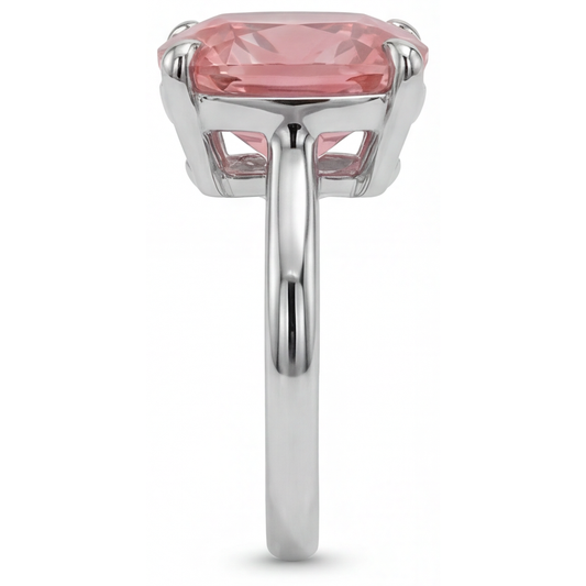 Padparadscha Sapphire Engagement Ring 3 Carat Natural Cushion Solitaire 14K White Gold