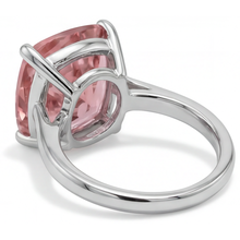 Peach Sapphire Engagement Ring 3 Carat Real Cushion Padparadscha Solitaire Cathedral 14K White Gold