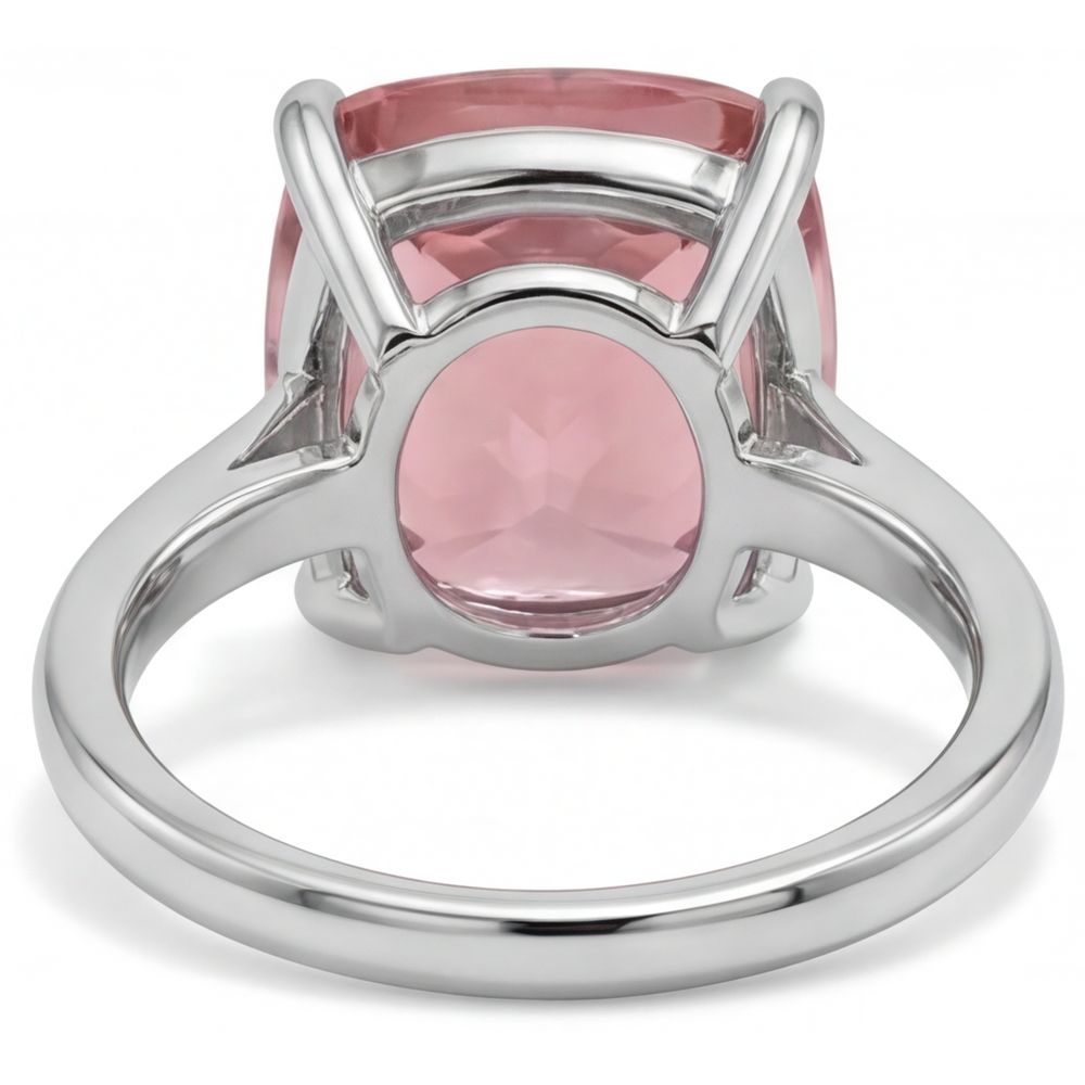 Peach Sapphire Engagement Ring 3 Carat Real Cushion Padparadscha Solitaire Cathedral 14K White Gold