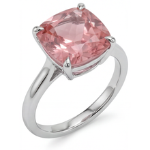 Peach Sapphire Engagement Ring 3 Carat Real Cushion Padparadscha Solitaire Cathedral 14K White Gold