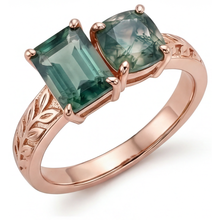 Natural Dendritic Agate Gemstone Ring 1.50 ct 14 Karat Rose Gold – side view