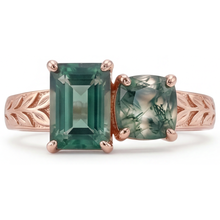 Gemstone Ring 14 Karat Rose Gold with Dendritic Agate – angle view